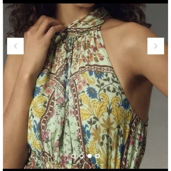 Anthropologie Somerset Maxi Halter Edition Dress Sz XXSP Green - Picture 4 of 9